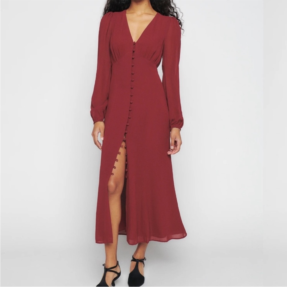 Reformation Burgundy Maxi Dress